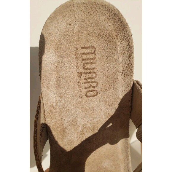 Munro Sandals Womens 9.5W Ronda TStrap Cork Wedge Slide Tan Leather Gator Print - Picture 12 of 12